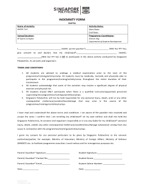 Sp Indemnity Form