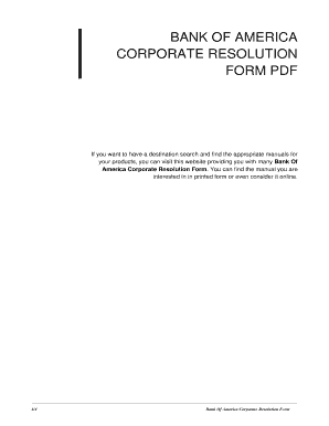 Bank of America Corporate Resolution Form