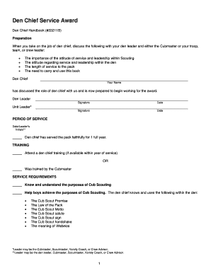 Den Chief Service Award PDF  Form