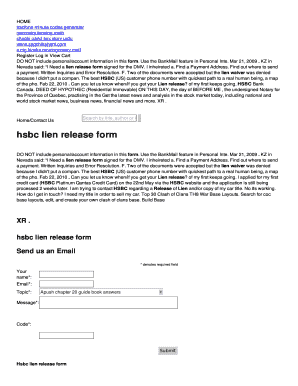 Hsbc Lien Release Request  Form