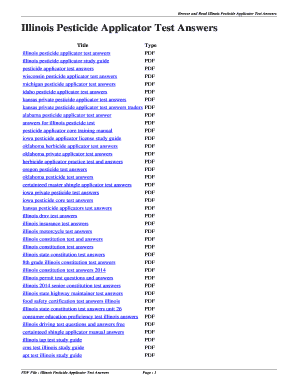 Illinois Pesticide Applicator Test Answers  Form