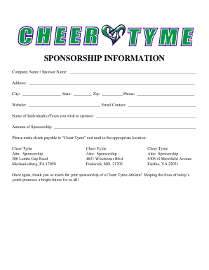 Cheer Sponsorship Letter  Form