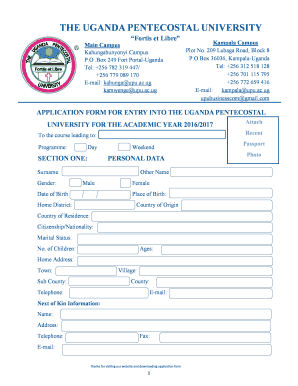 Application Forms Uganda Pentecostal University PDF