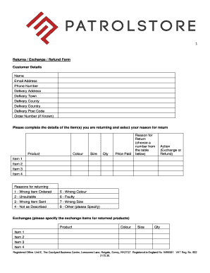 The Patrol Store  Form