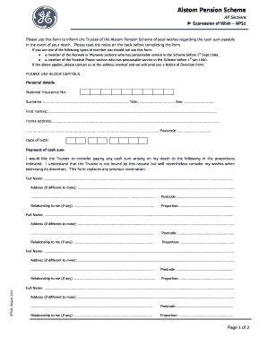 Alstom Pension Scheme  Form