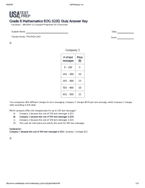 Grade 8 Mathematics Eog Gse Answer Key  Form