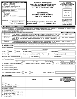 Dost Scholarship Application Form PDF