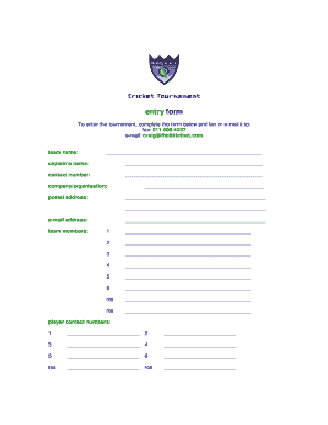 Cricket Tournament Entry Form Thelittlefoot Com
