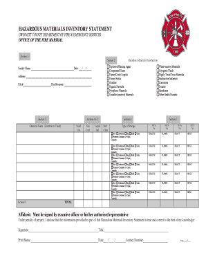 HAZARDOUS MATERIALS INVENTORY STATEMENT  Form