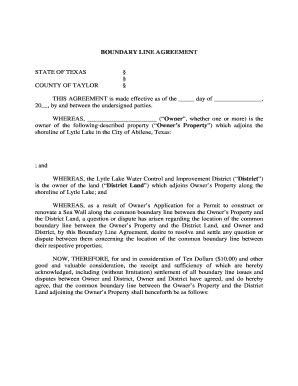 Boundary Line Agreement Texas  Form