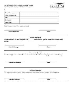 ACADEMIC RECORD REQUISITION FORM Lyceum Co