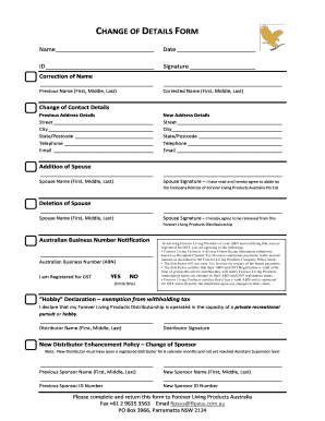 Change of Status Form Flp