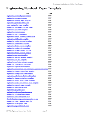 Engineering Notebook Paper PDF  Form