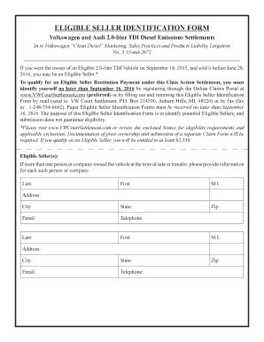 ELIGIBLE SELLER IDENTIFICATION FORM