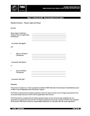 Fiba Player Agent Contract  Form