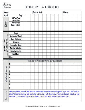 Printable Peak Flow Meter Chart