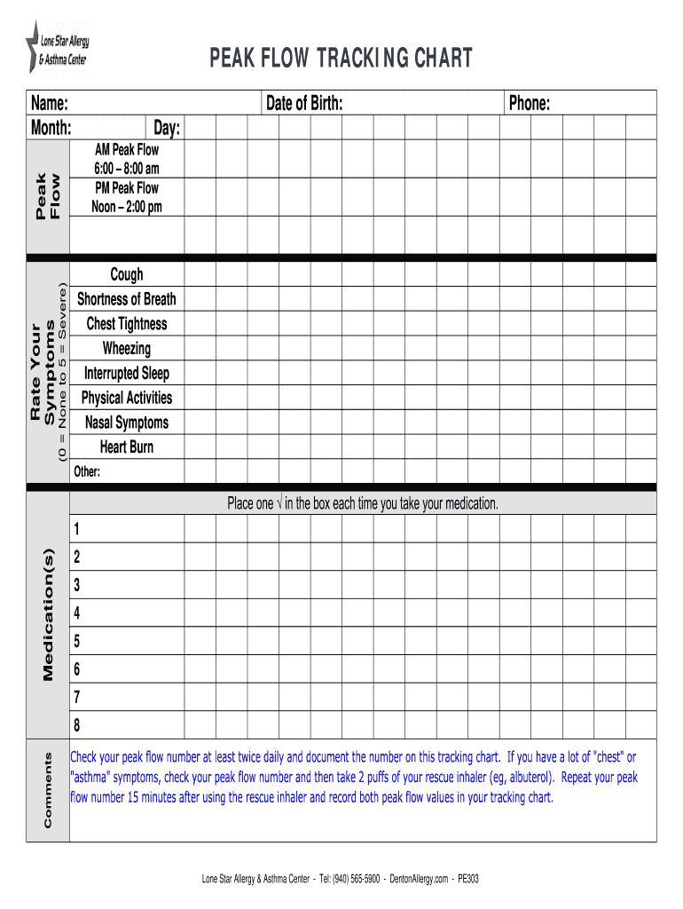 Get and Sign PEAK FLOW TRACKING CHART  Lone Star Allergy & Asthma  Form