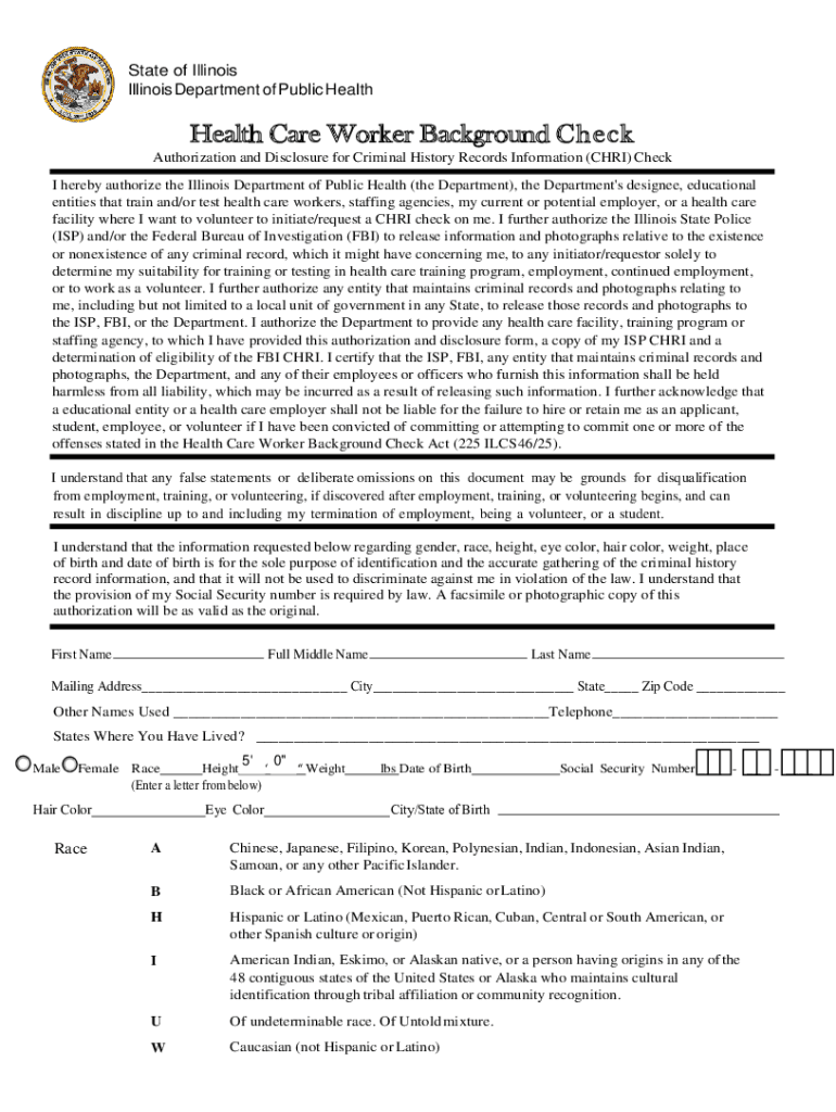  Healthcare Worker Background Check Form 2015
