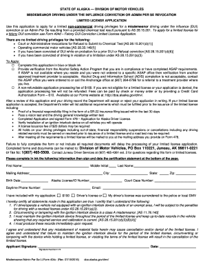  DUI Limited License Application Form 404c Alaska Department of Doa Alaska 2016