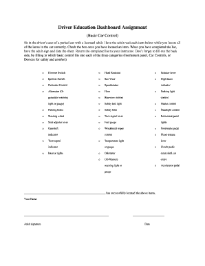 Driver Education Dashboard Assignment Answers  Form