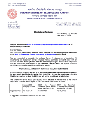 Iit Jam Offer Letter  Form