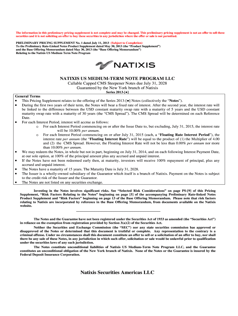 Preliminary Pricing Supplement Cusip    the Investment Center  Form