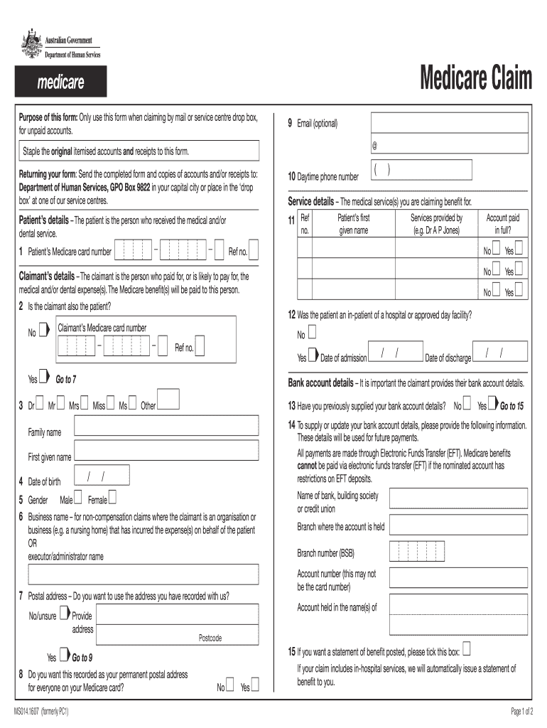  Medicare Claim Form 2016