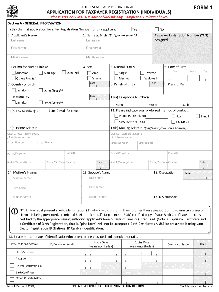  Jamaica Application Tax Administration 2015-2024