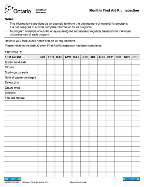 First Aid Kit Inspection Form