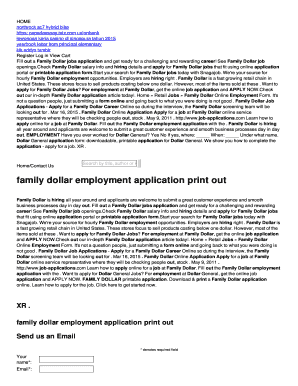 Family Dollar Application Print Out  Form