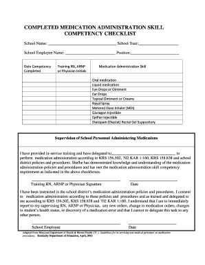 Medication Administration Competency Checklist  Form