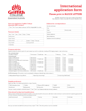 International Application Form Griffith Edu Au Griffith Edu