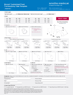 Bivona Customized Fixed Tracheostomy Tube Template Mediqtefa  Form