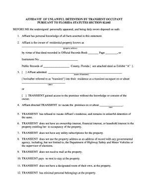 Affidavit of Transient Occupent DOC  Form