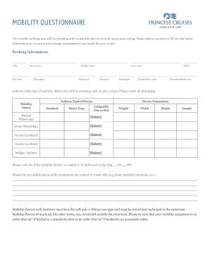 Mobility Questionnaire  Form