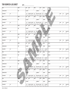 Towing Dispatch Log Template  Form
