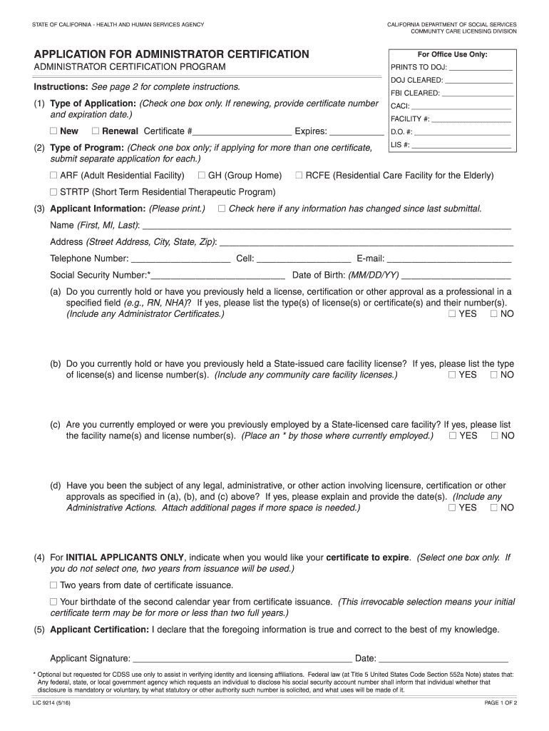  Lic 9214 Form 2019