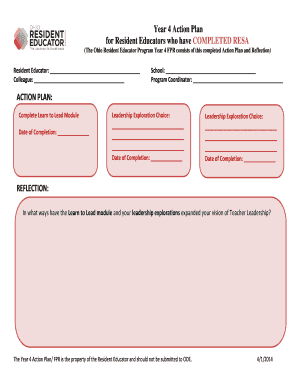 Year 4 Action Plan for Resident Educators Who Have COMPLETED  Form