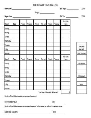  Hourly Biweekly Time Sheet University of California Isber Ucsb 2016