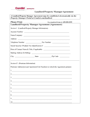 LandlordProperty Manager Agreement Comed Com  Form