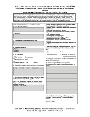 TUITION APPEAL FORM Longwood Edu