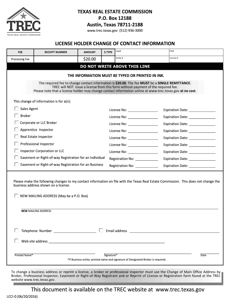 Texas Lcci License  Form