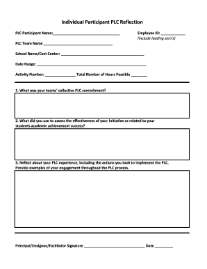 Plc Reflection Form