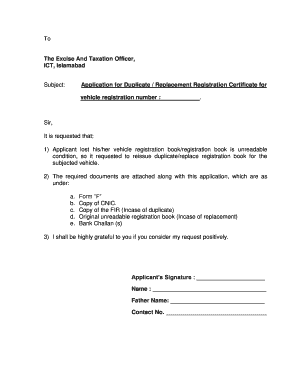 To Form Excise Islamabad