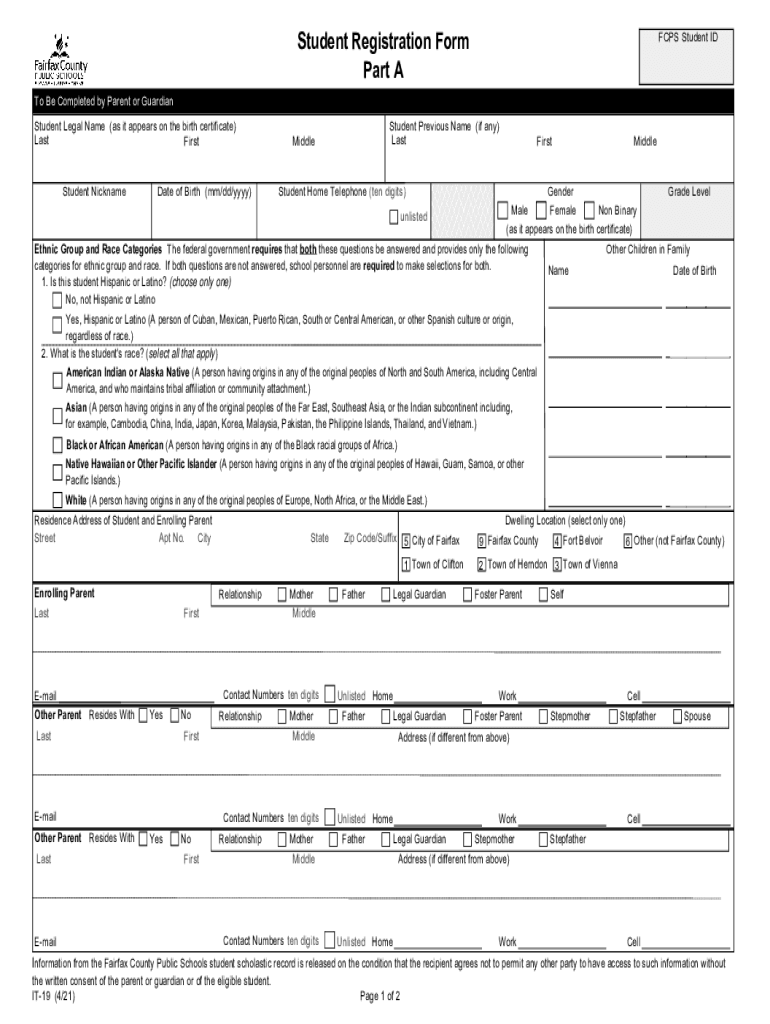  Fcps Student Form 2021-2024