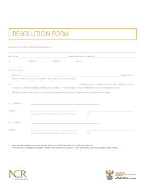 RESOLUTION FORM Ncr Org Za Ncr Org