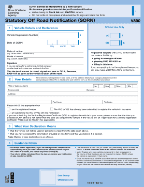 Sorn Statutory off Road New York Notification  Form