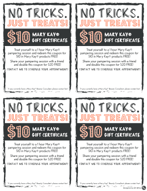 No Tricks Just Treats Gift Certificates  Form