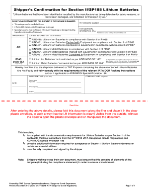  Air Transport of Section II Excepted Lithium Batteries 2016-2024