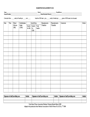 Diabetic Log For School Nurses - Fill Out and Sign Printable PDF Template |  signNow